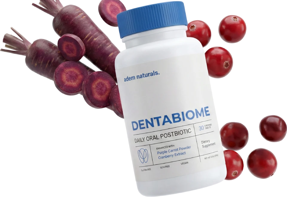 DentaBiome oral postbiotic chewable tablets with purple carrot and cranberry